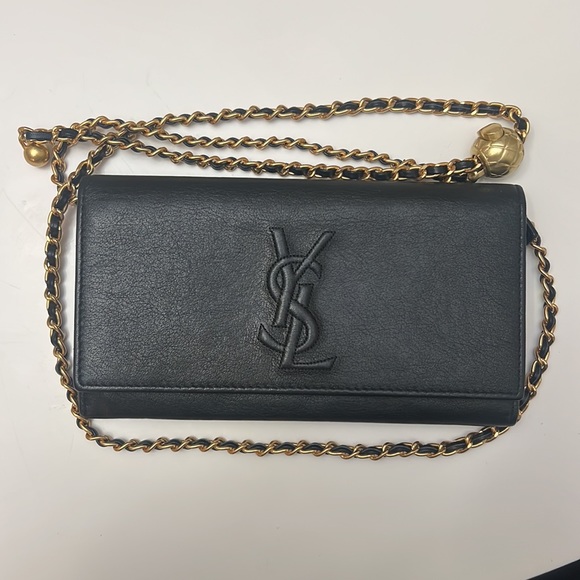 Yves Saint Laurent Black Leather Chain Wallet - Picture 2 of 9